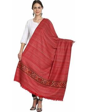 women printed shawl with fringe hem