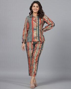 women printed shirt & pants set