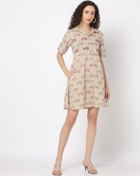 women printed shirt dress