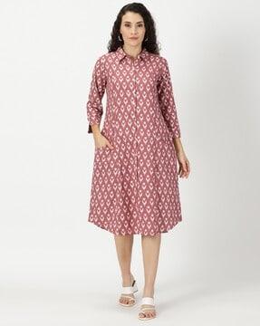 women printed shirt dress