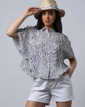 women printed shirt with extended sleeves