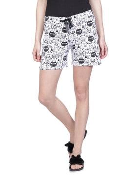 women printed shorts with drawstring waist