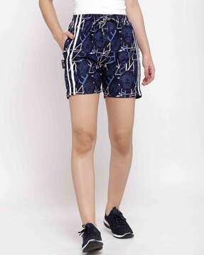 women printed shorts with elasticated waist