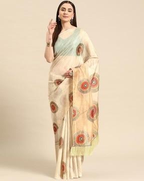 women printed silk saree