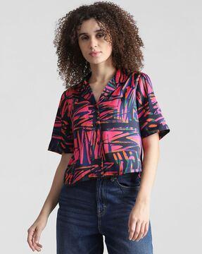 women printed slim fit shirt