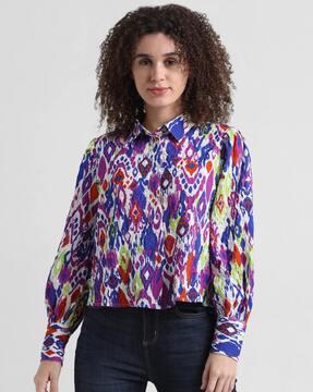 women printed slim fit shirt