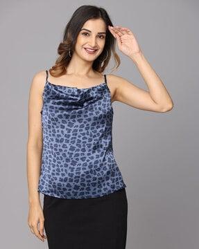 women printed slim fit strappy top