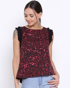 women printed slim fit top