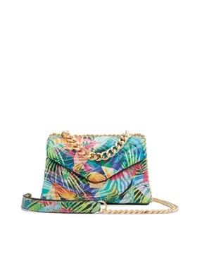 women printed sling bag with chain strap