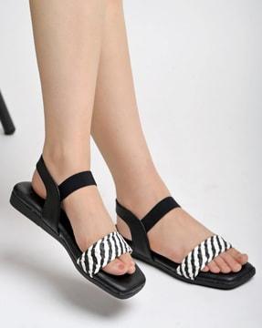 women printed slingback flat sandals