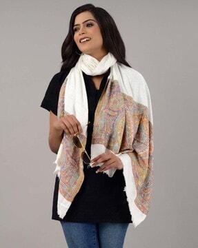 women printed stole with tassels