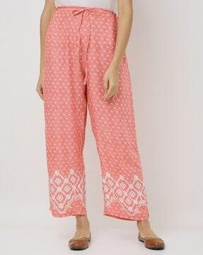 women printed straight fit palazzos