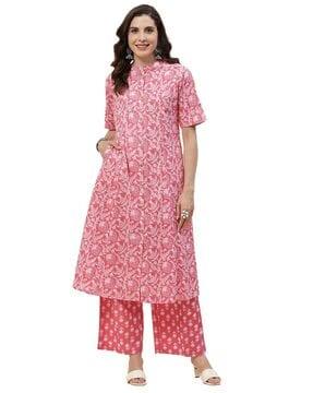 women printed straight kurta & palazzos set