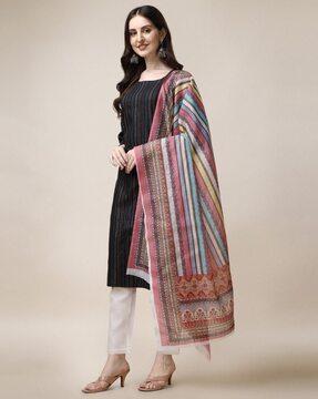 women printed straight kurta & pants set