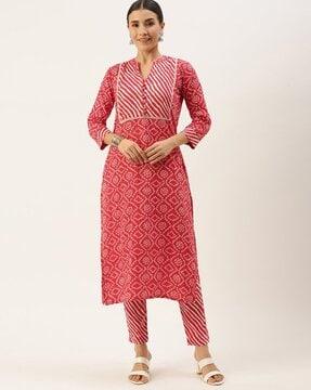 women printed straight kurta & pants set