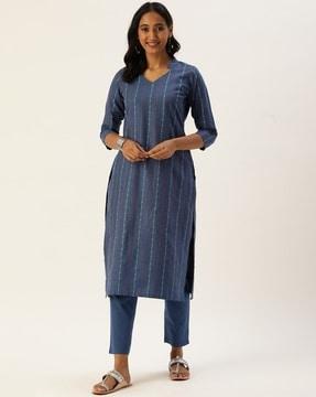 women printed straight kurta & pants set