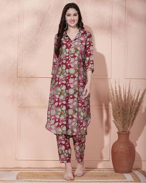 women printed straight kurta set