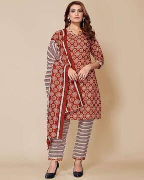 women printed straight kurta set