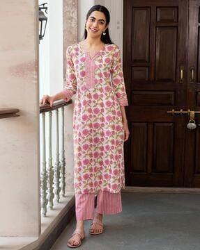 women printed straight kurta set