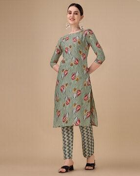 women printed straight kurta set