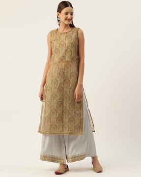 women printed straight kurta set