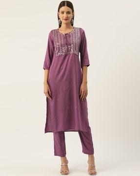 women printed straight kurta set