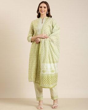 women printed straight kurta set