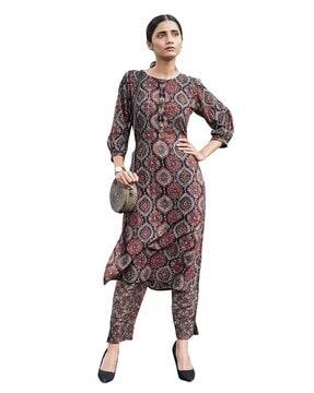 women printed straight kurta set