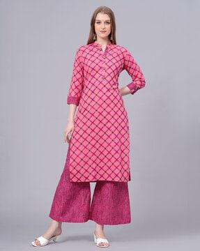 women printed straight kurta set