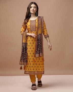 women printed straight kurta set