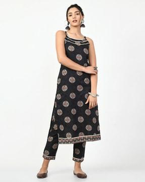 women printed straight kurta set