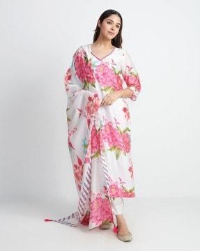 women printed straight kurta set