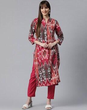 women printed straight kurta set