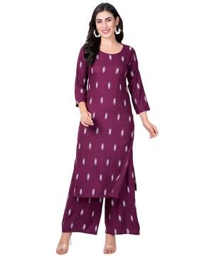 women printed straight kurta set