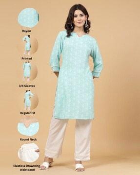 women printed straight kurta set