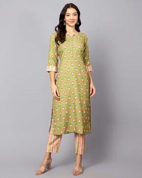 women printed straight kurta set