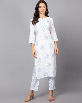 women printed straight kurta set