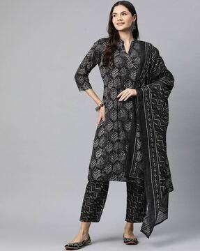 women printed straight kurta set