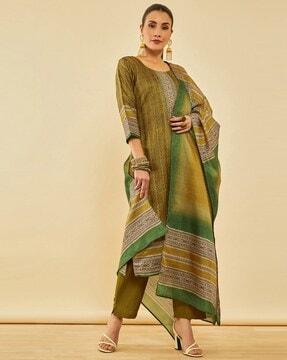 women printed straight kurta set