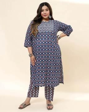 women printed straight kurta set