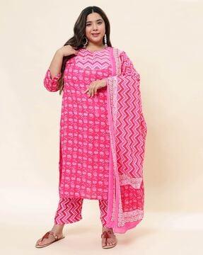 women printed straight kurta set