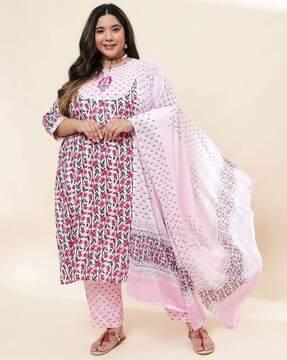 women printed straight kurta set