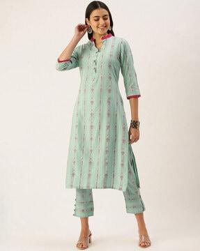 women printed straight kurta set