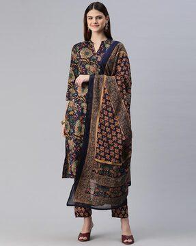 women printed straight kurta set