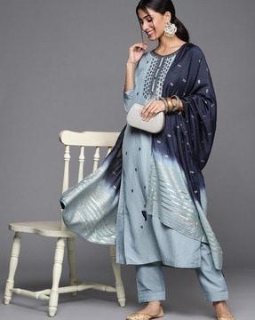 women printed straight kurta set