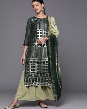 women printed straight kurta set