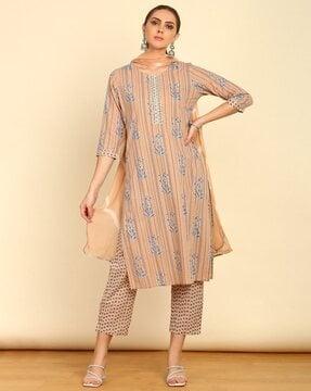 women printed straight kurta set