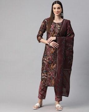 women printed straight kurta set