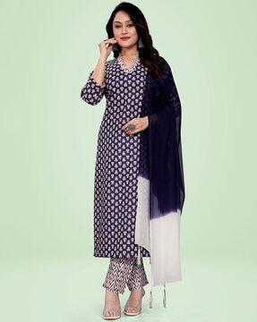 women printed straight kurta set