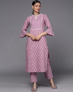 women printed straight kurta set